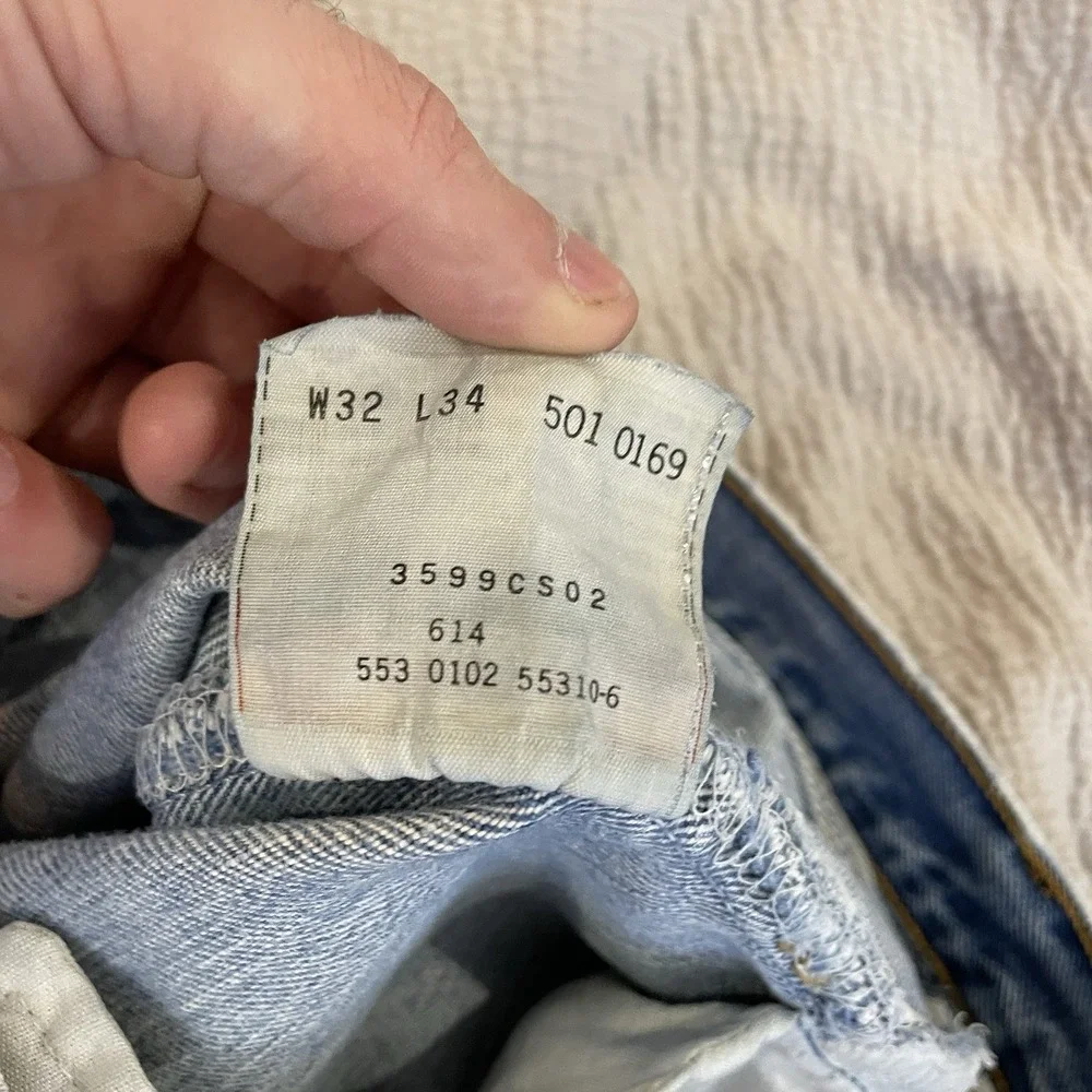 Vtg Levis 501 Jeans Mens 32x34 (fit 30x32) Made in USA 90s Distressed Thrashed